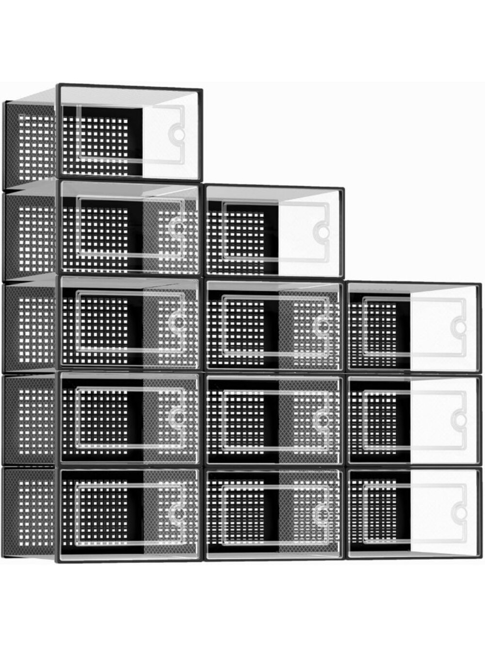X-Large Clear Shoe Storage Boxes - 12 Pack Stackable Organizer for Easy Display